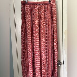 Geometric Coral Maxi Skirt